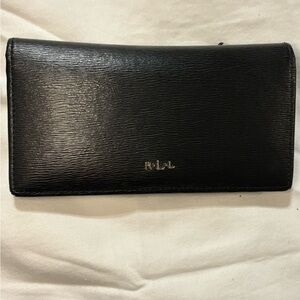 Lauren Ralph Lauren Black cross hatch leather slim Snapped- closed Wallet